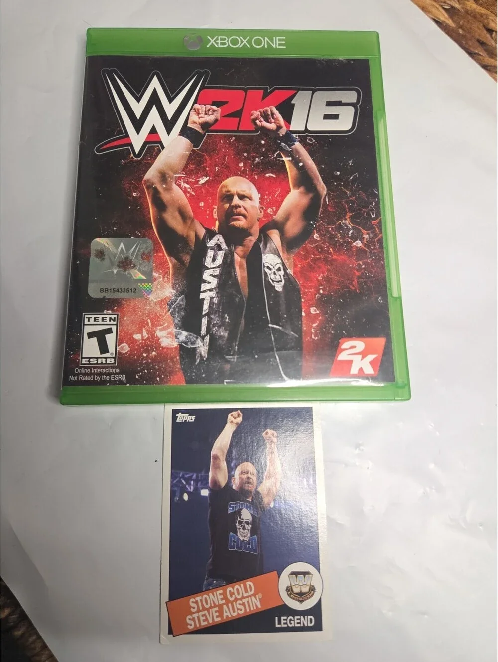 WWE 2K16 (Microsoft Xbox One, 2015) Stone Cold Steve Austin With Topp Card